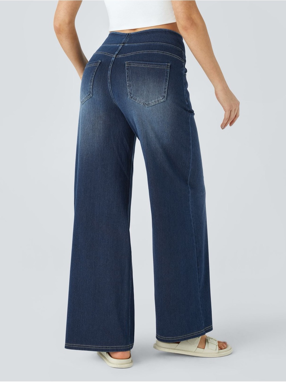NWT Halara Flex High Waisted Blue Wide Leg Jeans Size XL Petite - Picture 2 of 7